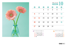 オリジナル花の卓上カレンダーVol.2の10月