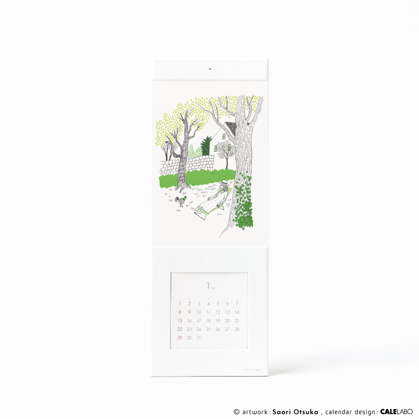 ポストカードを飾るカレンダー事例。作家：大塚砂織その3