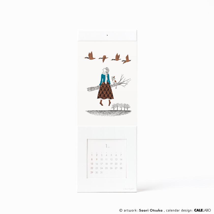 ポストカードを飾るカレンダー事例。作家：大塚砂織その4