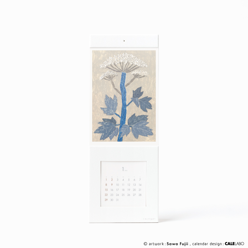 ポストカードを飾るカレンダー事例。作家：藤井紗和その1