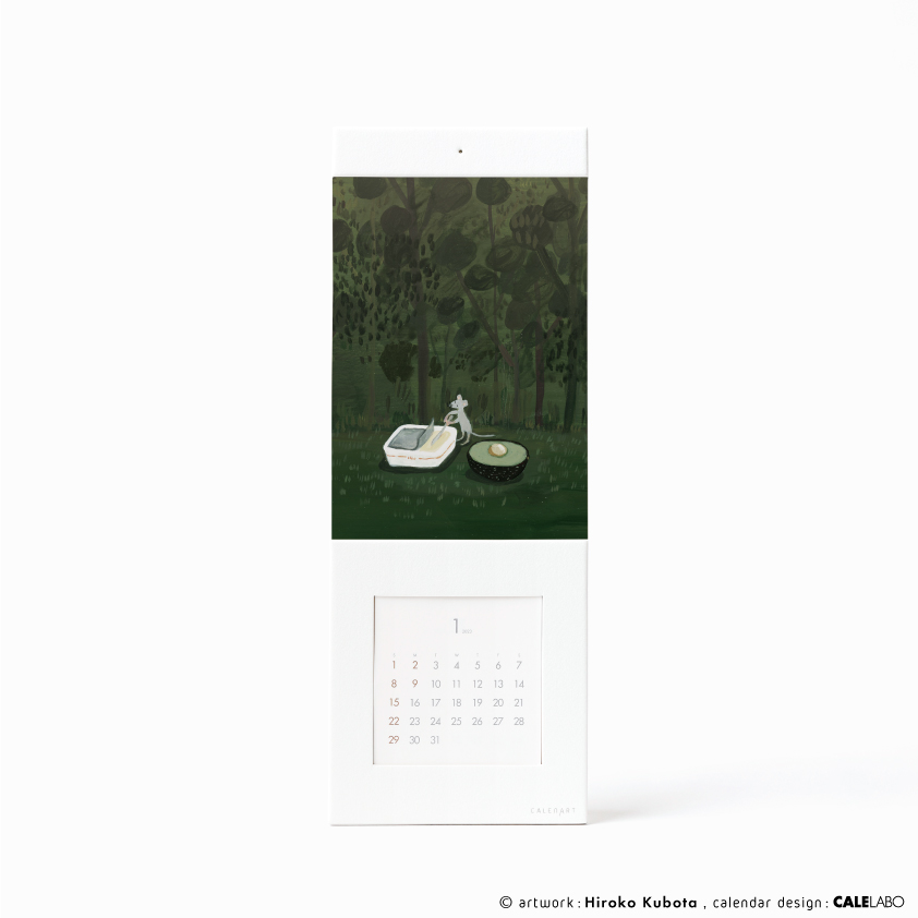 ポストカードを飾るカレンダー事例。作家：久保田寛子その3