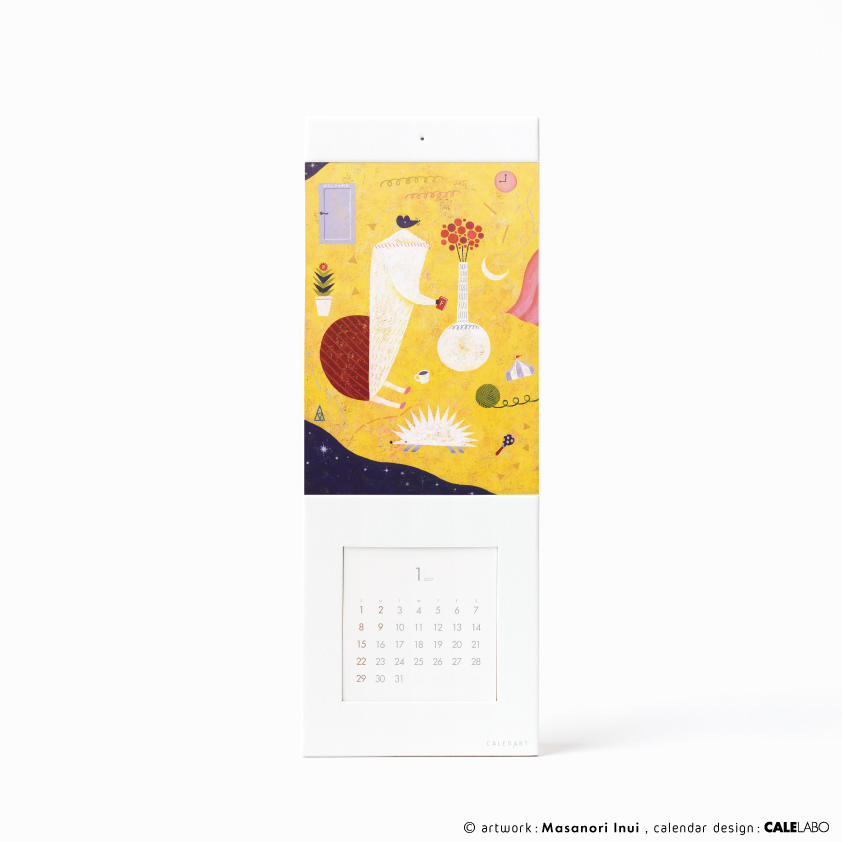 ポストカードを飾るカレンダー事例。作家：イヌイマサノリその4