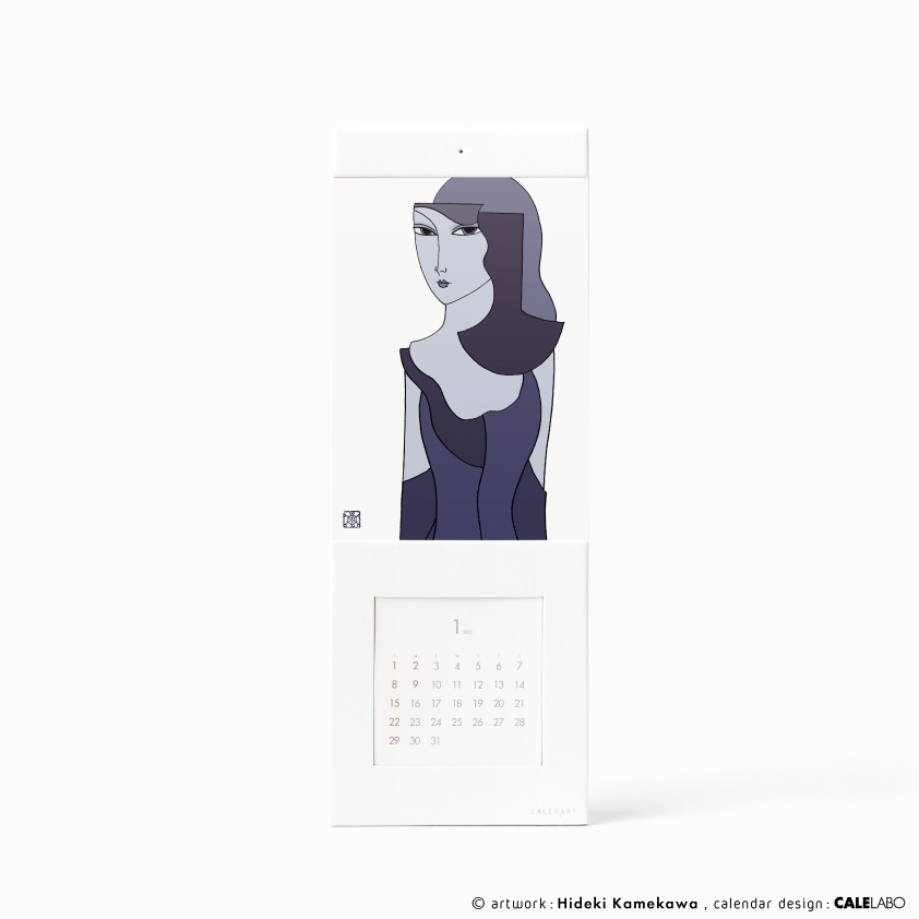 ポストカードを飾るカレンダー事例。作家：亀川秀樹その3