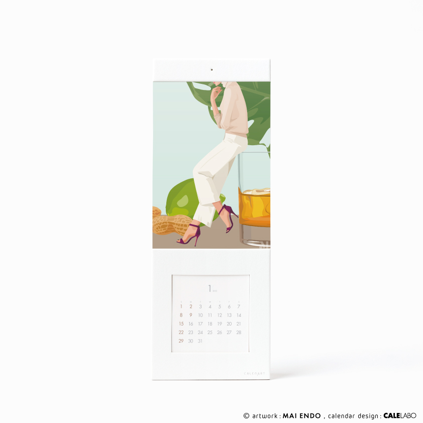 ポストカードを飾るカレンダー事例。作家：遠藤舞その1