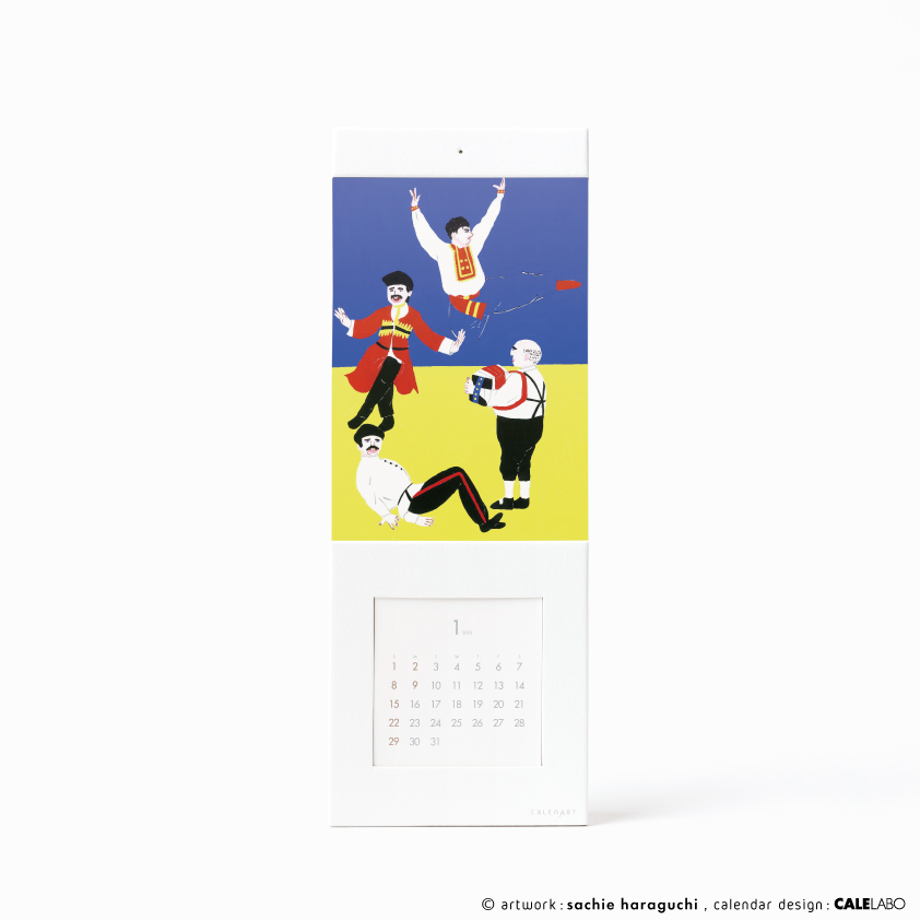 ポストカードを飾るカレンダー事例。作家：原口祥絵その1