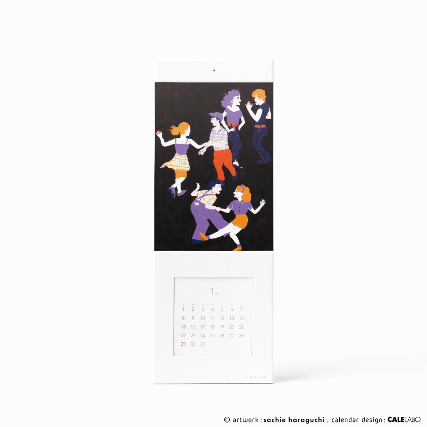 ポストカードを飾るカレンダー事例。作家：原口祥絵その3