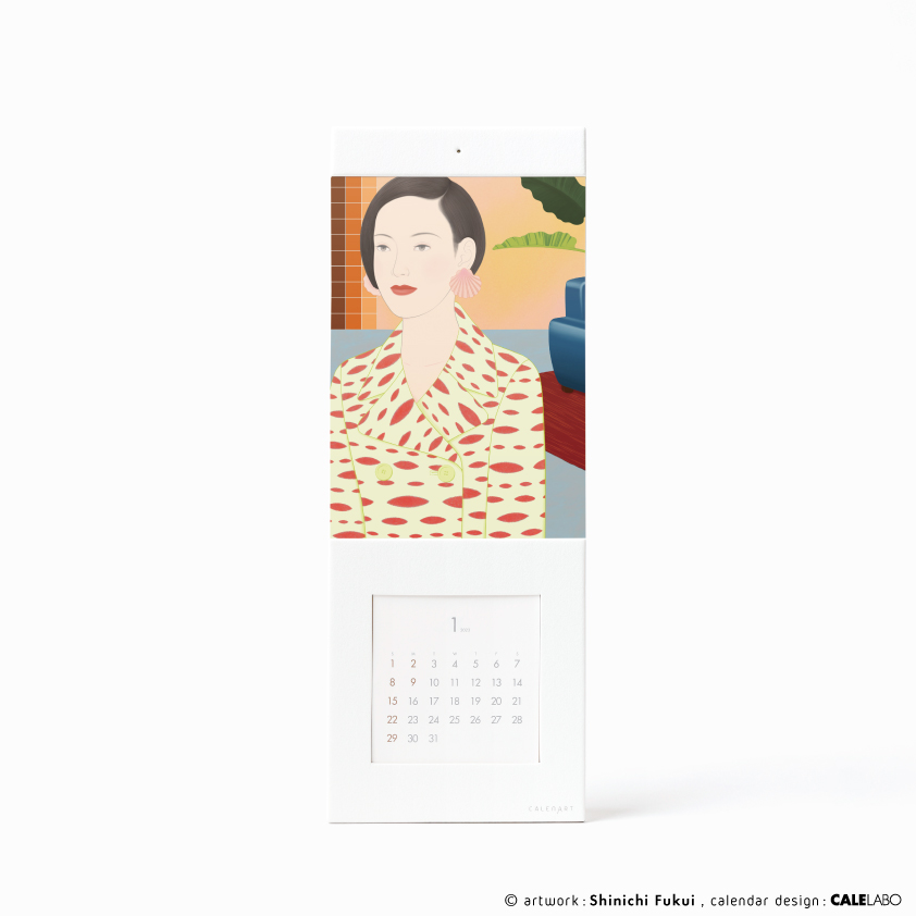 ポストカードを飾るカレンダー事例。作家：福井真一その1