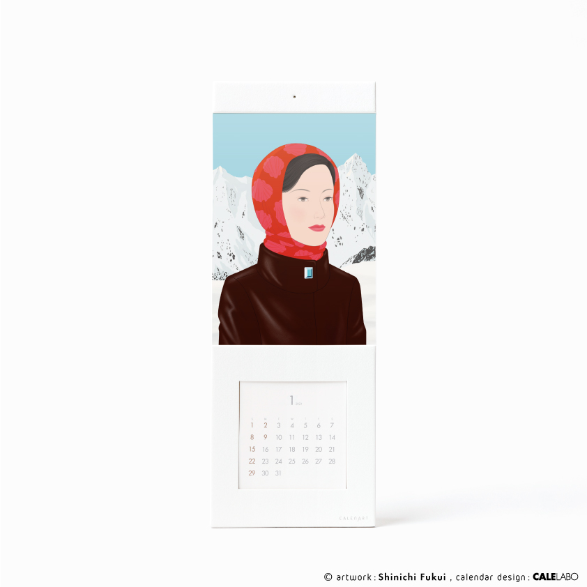 ポストカードを飾るカレンダー事例。作家：福井真一その2