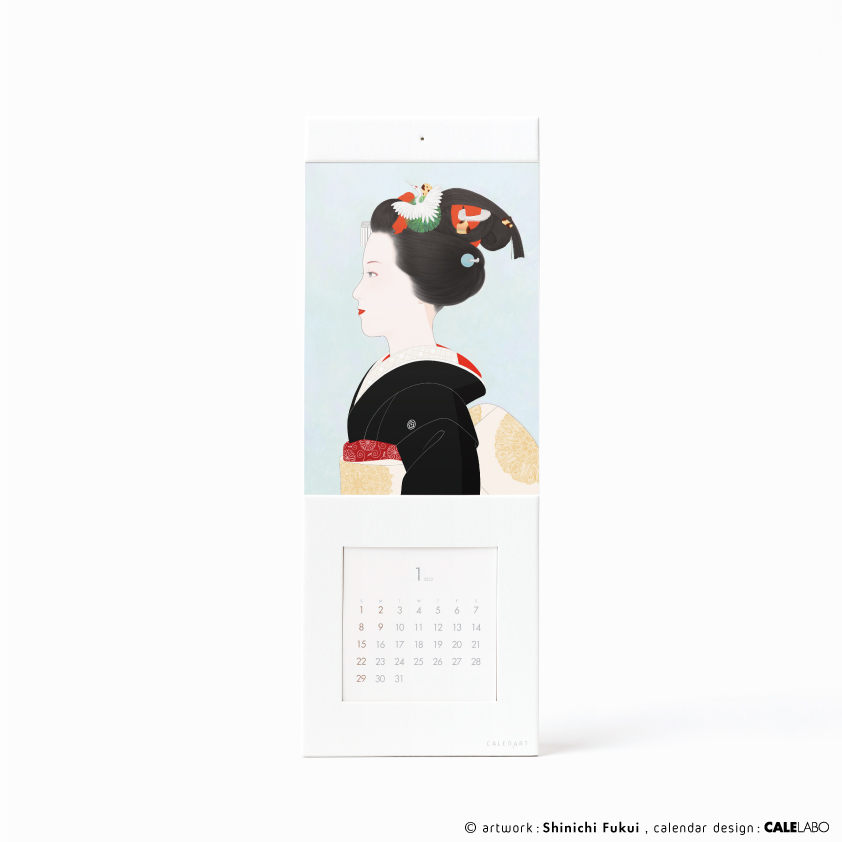 ポストカードを飾るカレンダー事例。作家：福井真一その4