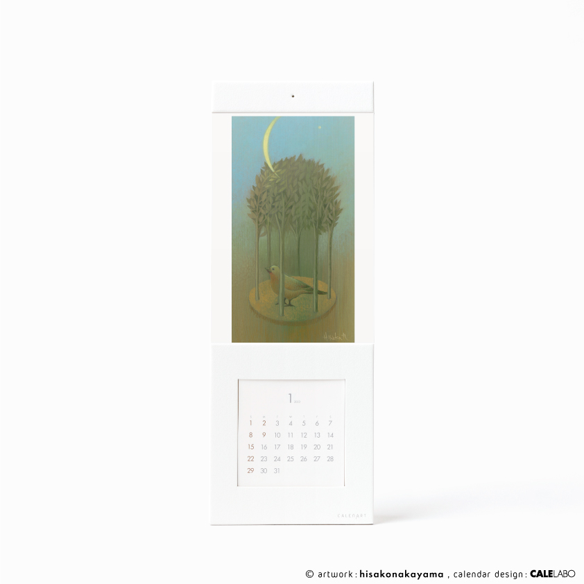 ポストカードを飾るカレンダー事例。作家：中山尚子その2
