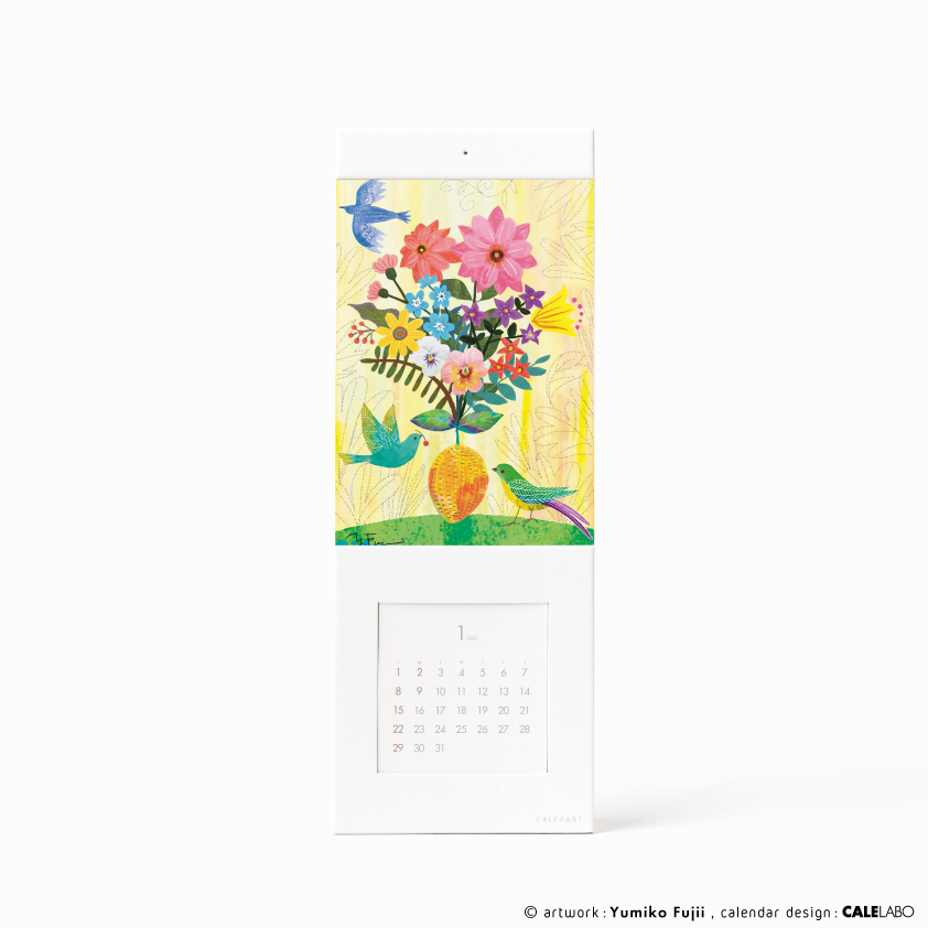 ポストカードを飾るカレンダー事例。作家：藤井由美子その3