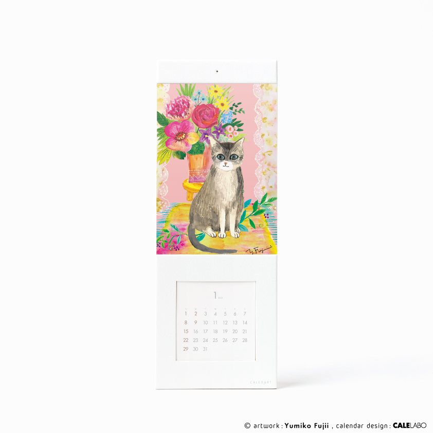 ポストカードを飾るカレンダー事例。作家：藤井由美子その4