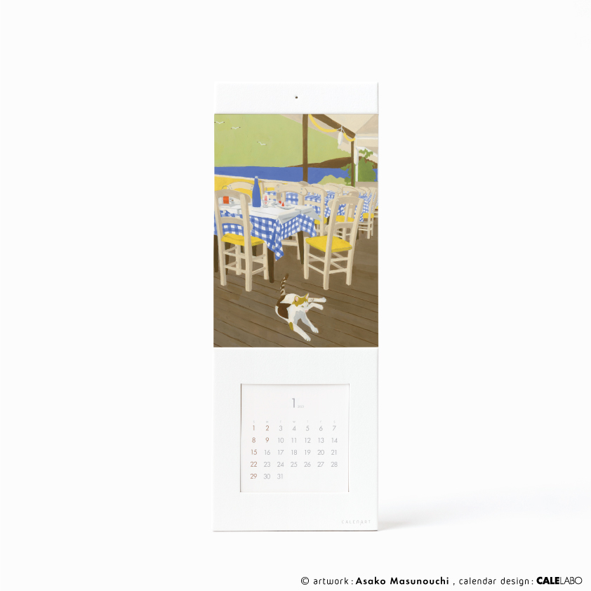 ポストカードを飾るカレンダー事例。作家：升ノ内朝子その2
