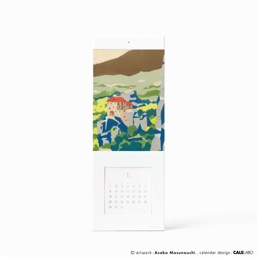 ポストカードを飾るカレンダー事例。作家：升ノ内朝子その3
