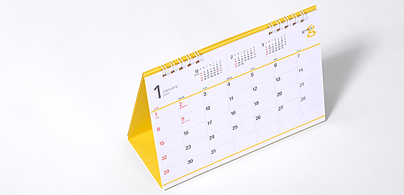 黄色を基調にしたオリジナルカレンダーの1月