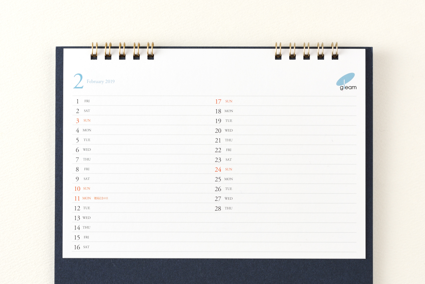 Acronis calendarグリーム様2019年卓上カレンダーの裏面