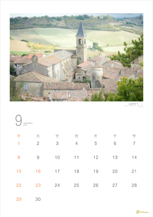 『行ってみたいフランスの村』カレンダーの9月の写真はLautrec／ロートレック